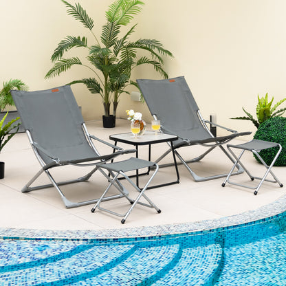 5-Piece Patio Conversation Set with Folding Chairs & Table