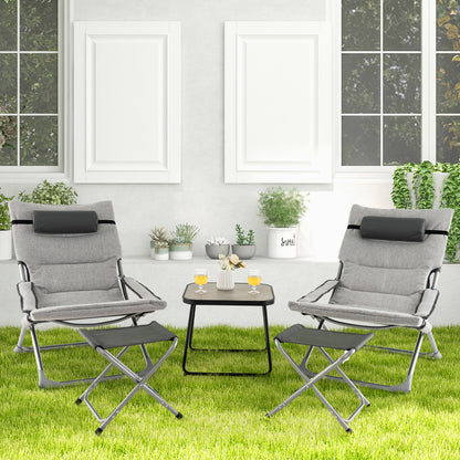 5-Piece Patio Conversation Set with Folding Chairs & Table