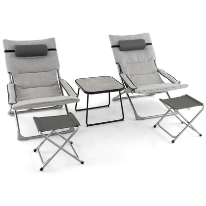 5-Piece Patio Conversation Set with Folding Chairs & Table