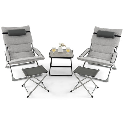 5-Piece Patio Conversation Set with Folding Chairs & Table