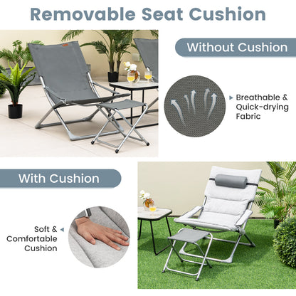 5-Piece Patio Conversation Set with Folding Chairs & Table