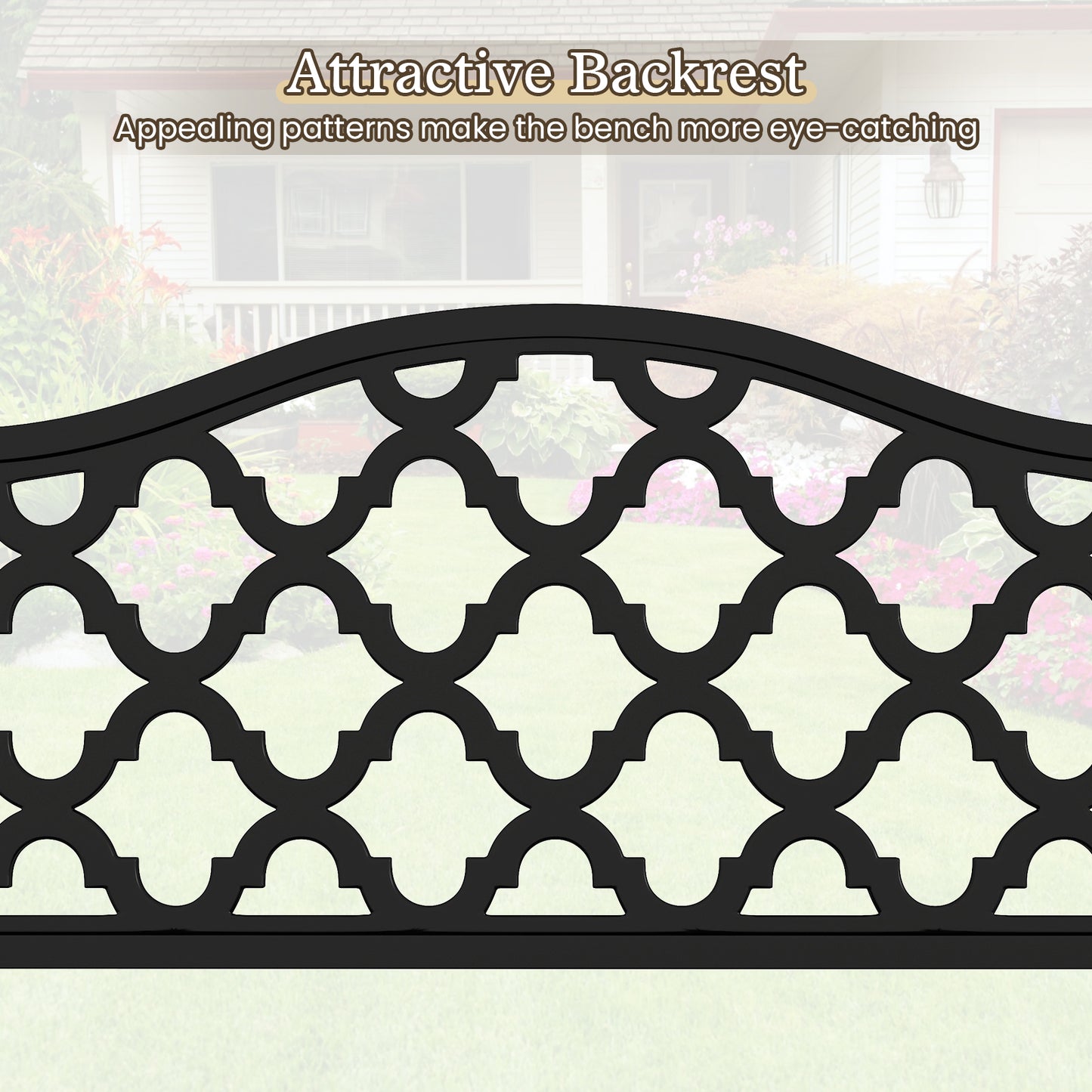50.5 Inch Metal Patio Bench for 2-3 People with Curved Armrests