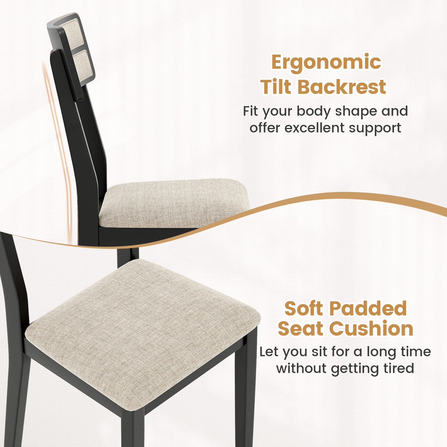 Dining Chairs Set of 4 with Tilt Backrest and Padded Seats
