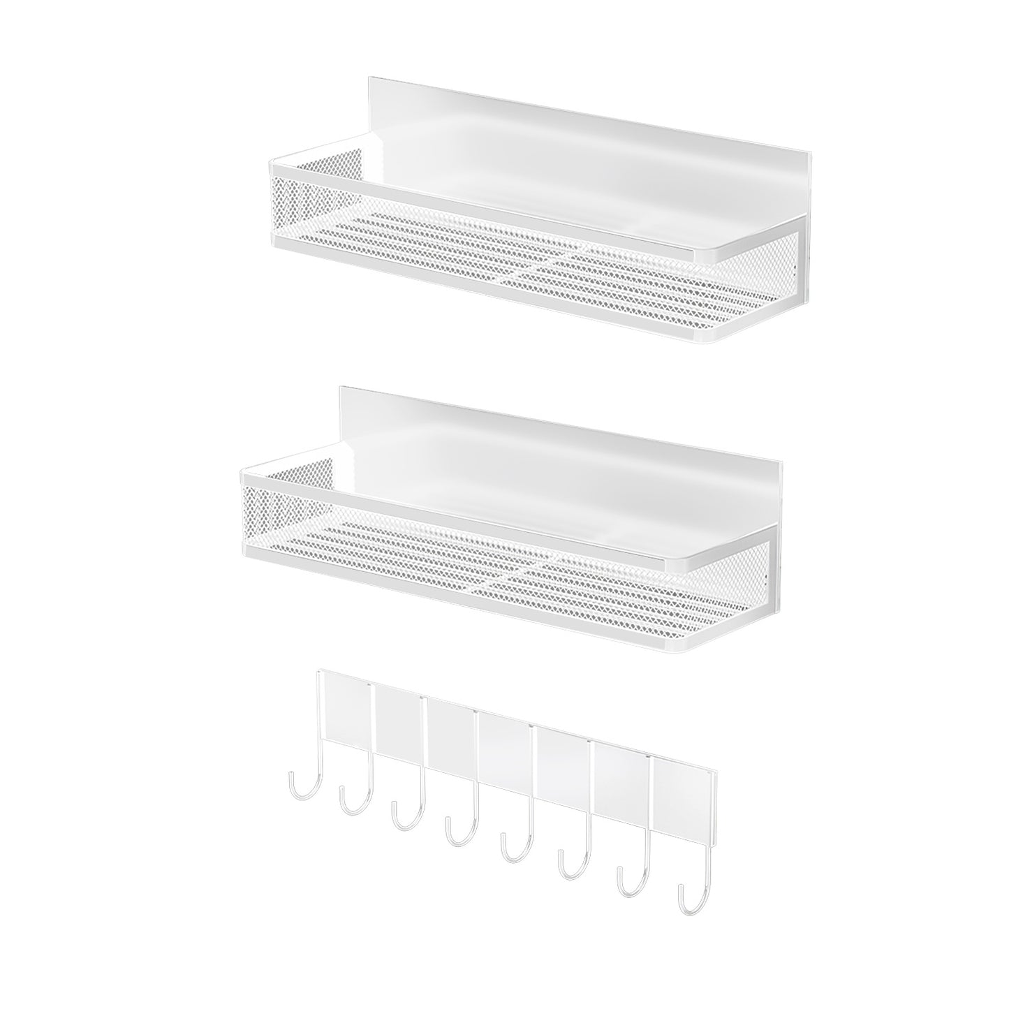Magnetic Spice Rack 3-Pack with Hooks for Fridge Storage