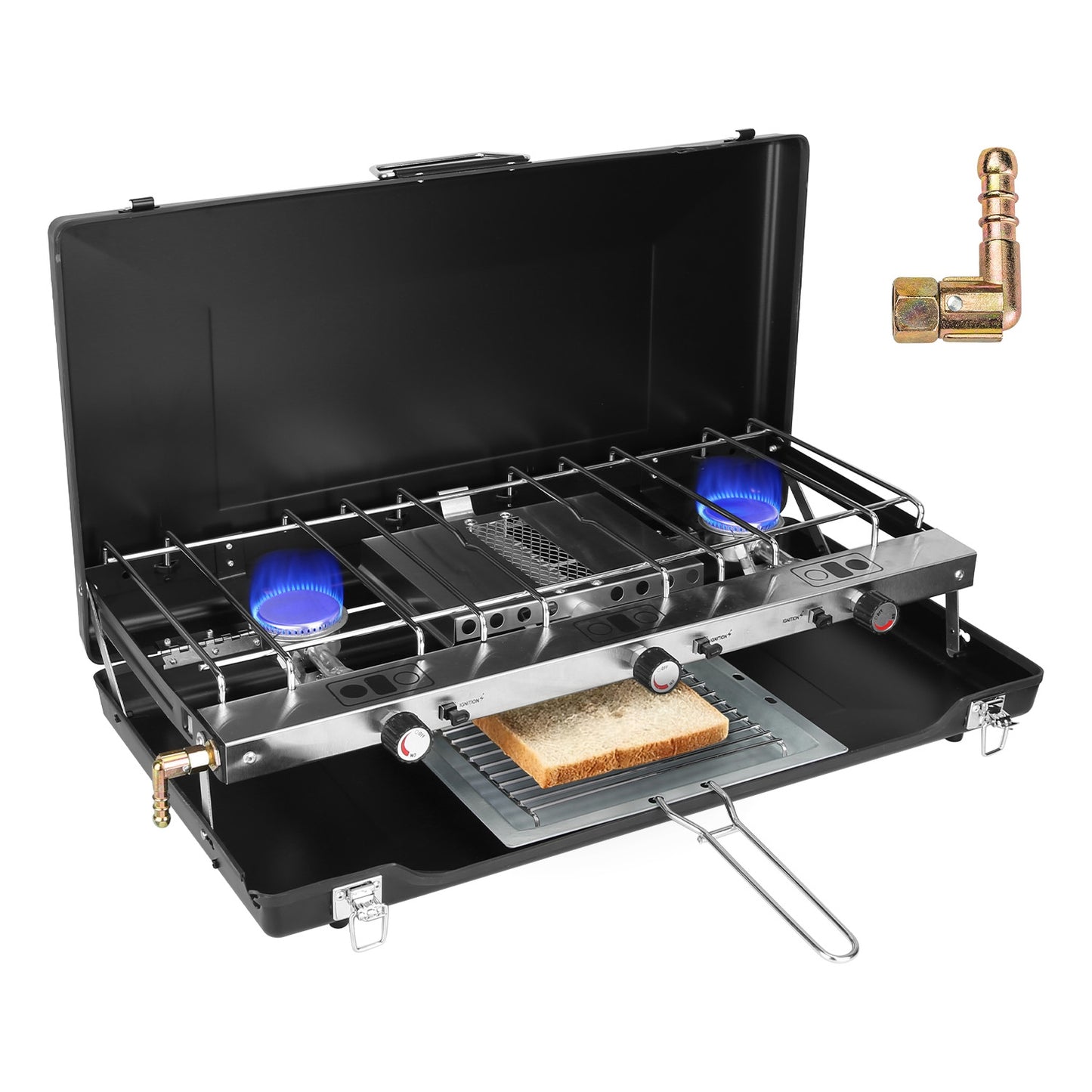 3 Burner Camping Stove 20000 BTU Portable Propane Gas Stove