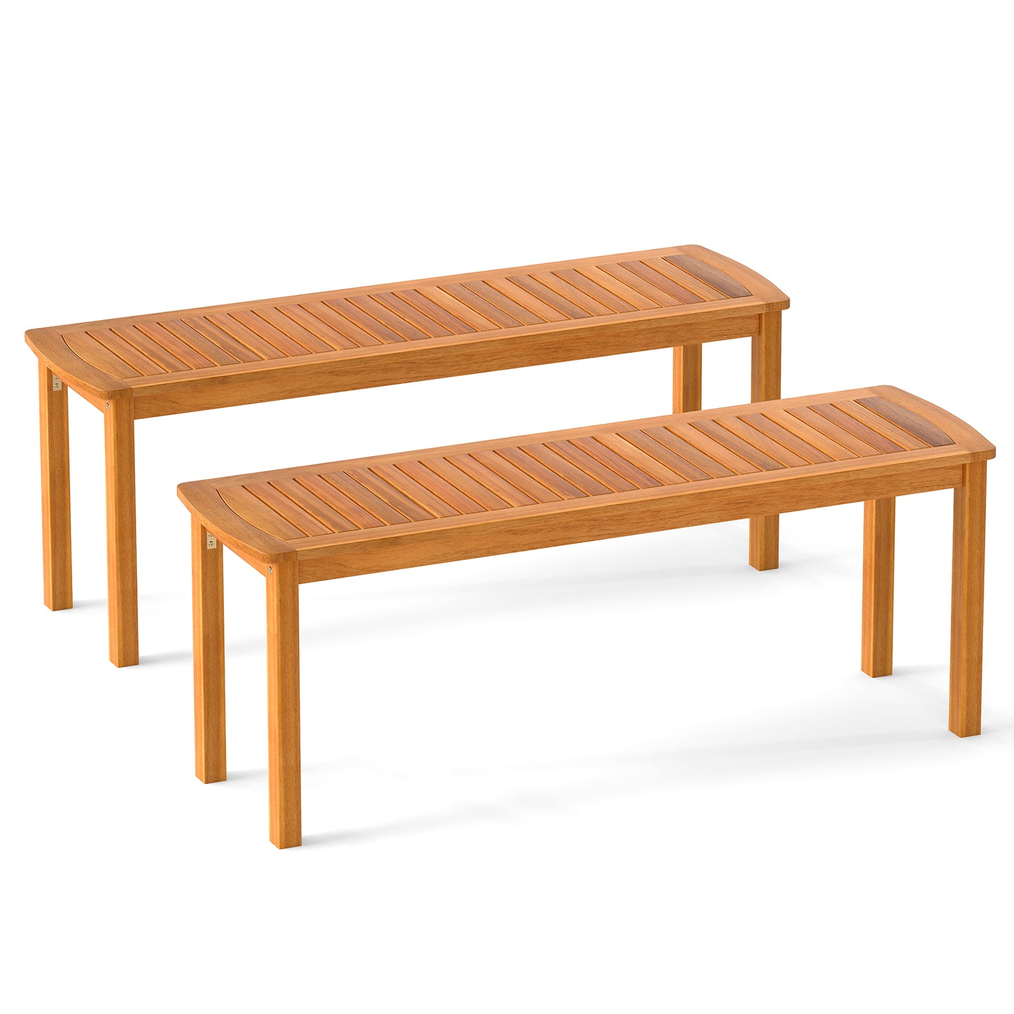 Acacia Wood Outdoor Bench with Slatted Seat - 48 Inch