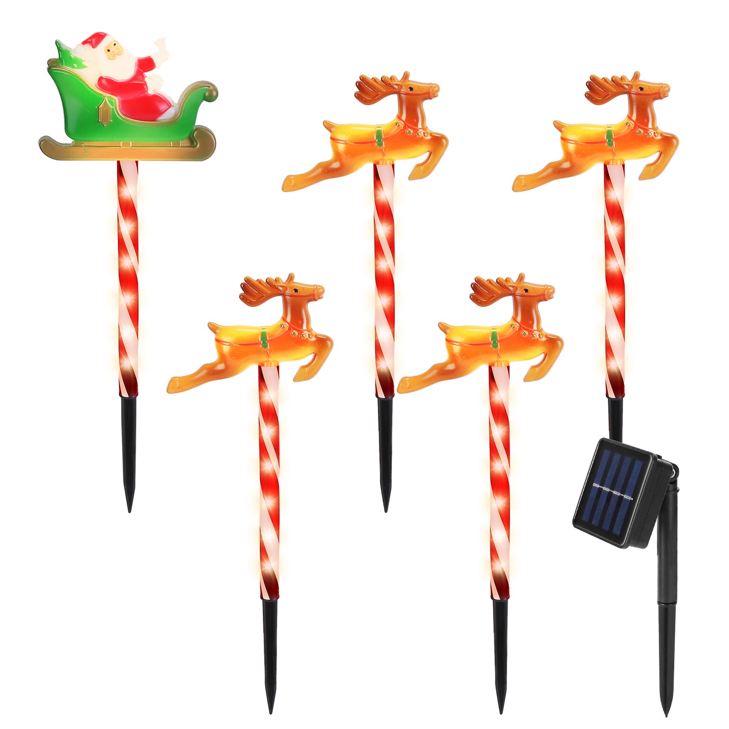 Solar Christmas Pathway Lights 5-Pack with 8 Lighting Modes