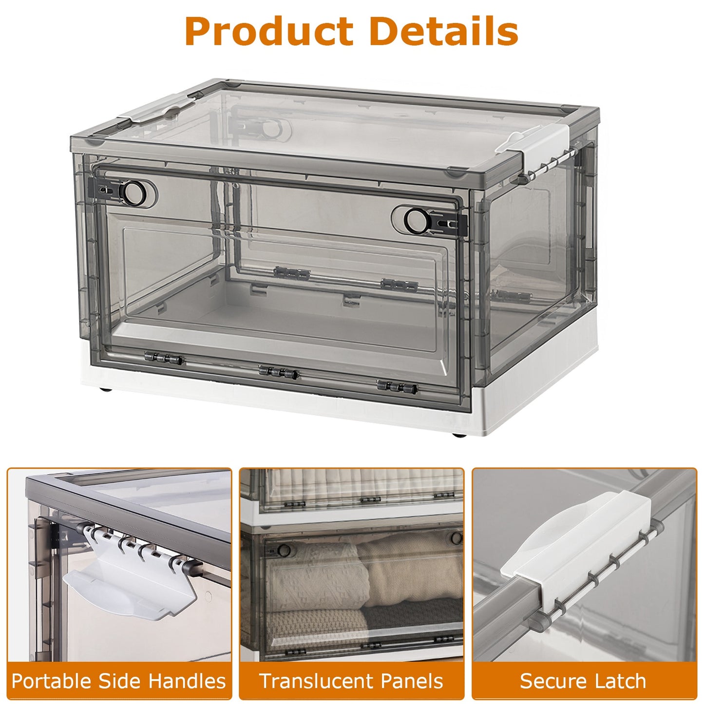 Foldable Storage Bins with Wheels - 2 Pack Stackable Organizer