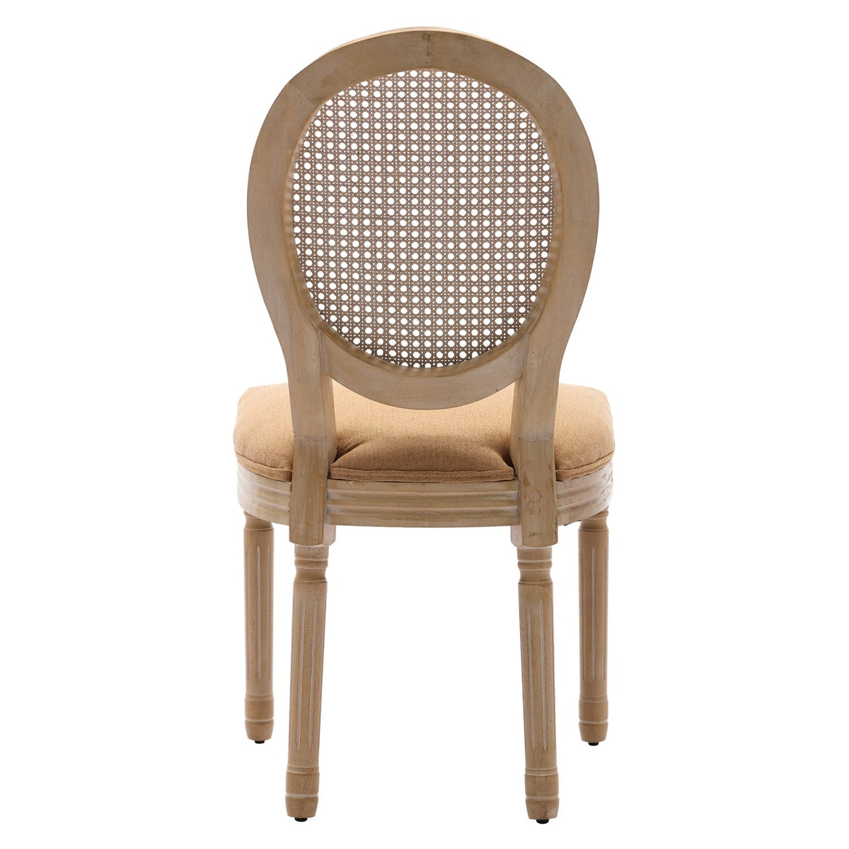 French Oval Rattan Back Dining Chairs Set of 2 - Solid Wood
