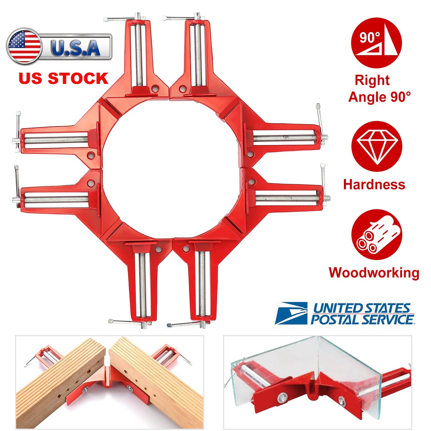 90 Degree Corner Clamps for Woodworking - 4 Pack Aluminum