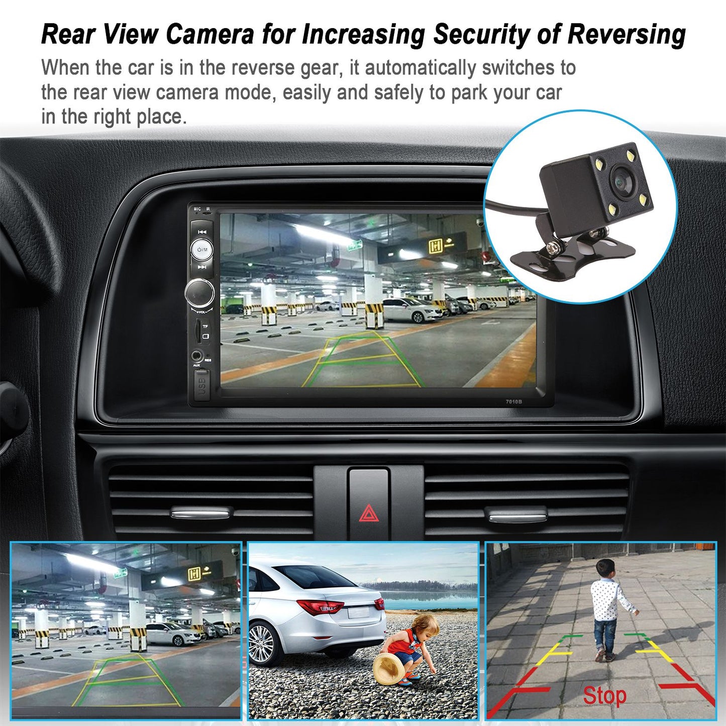 7-Inch Touchscreen Car Stereo with Bluetooth & Backup Camera