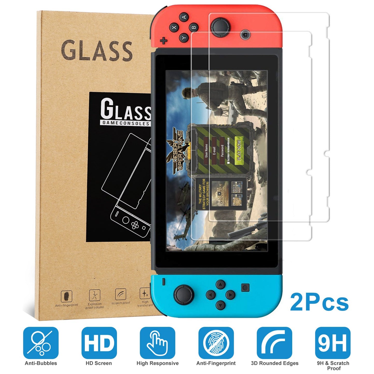 Nintendo Switch Tempered Glass Screen Protector 2-Pack