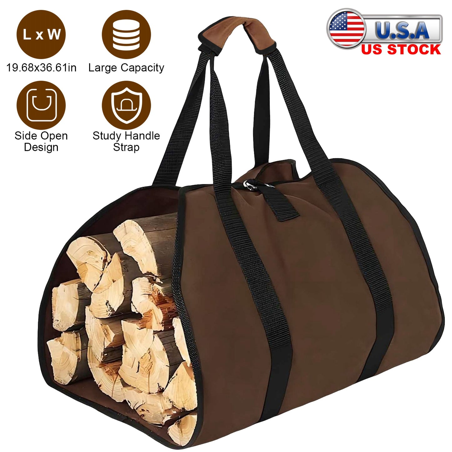 Firewood Carrier Bag with Handles - Durable Log Holder