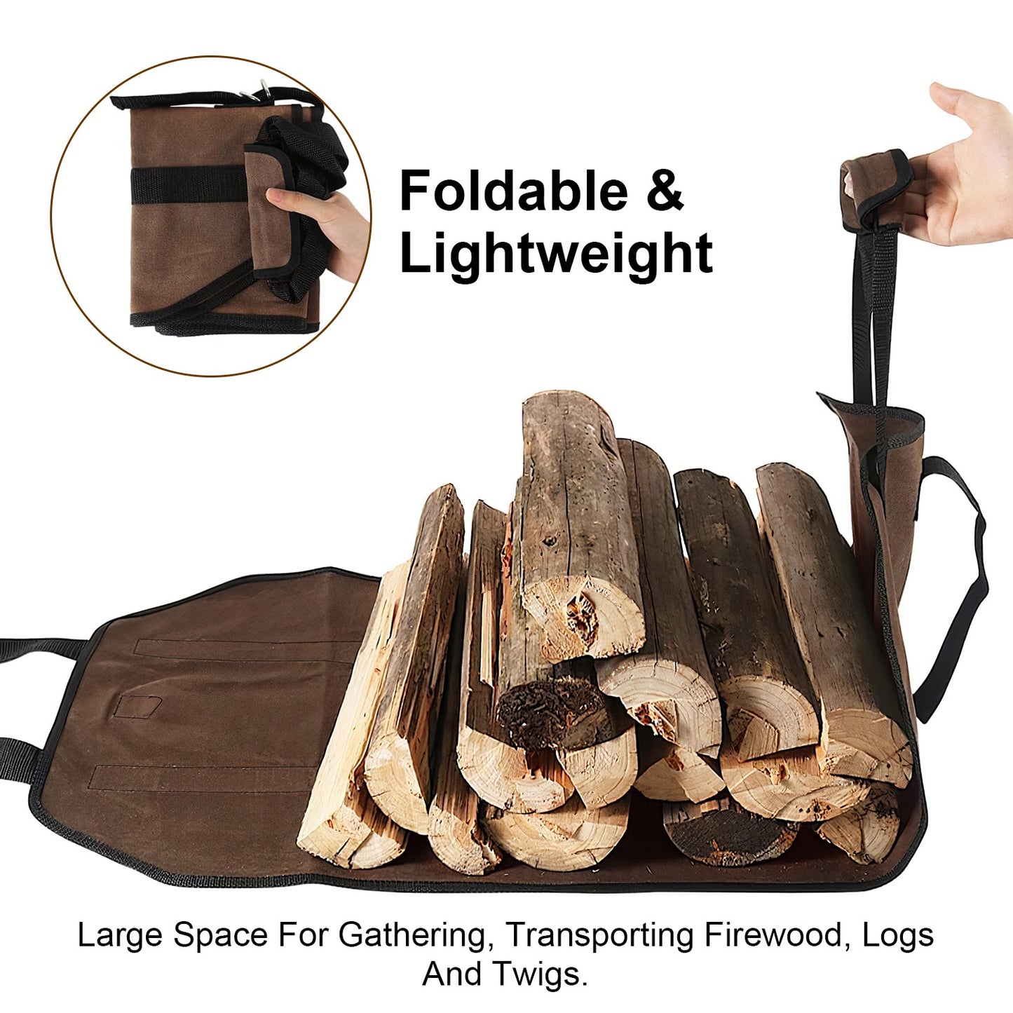 Firewood Carrier Bag with Handles - Durable Log Holder