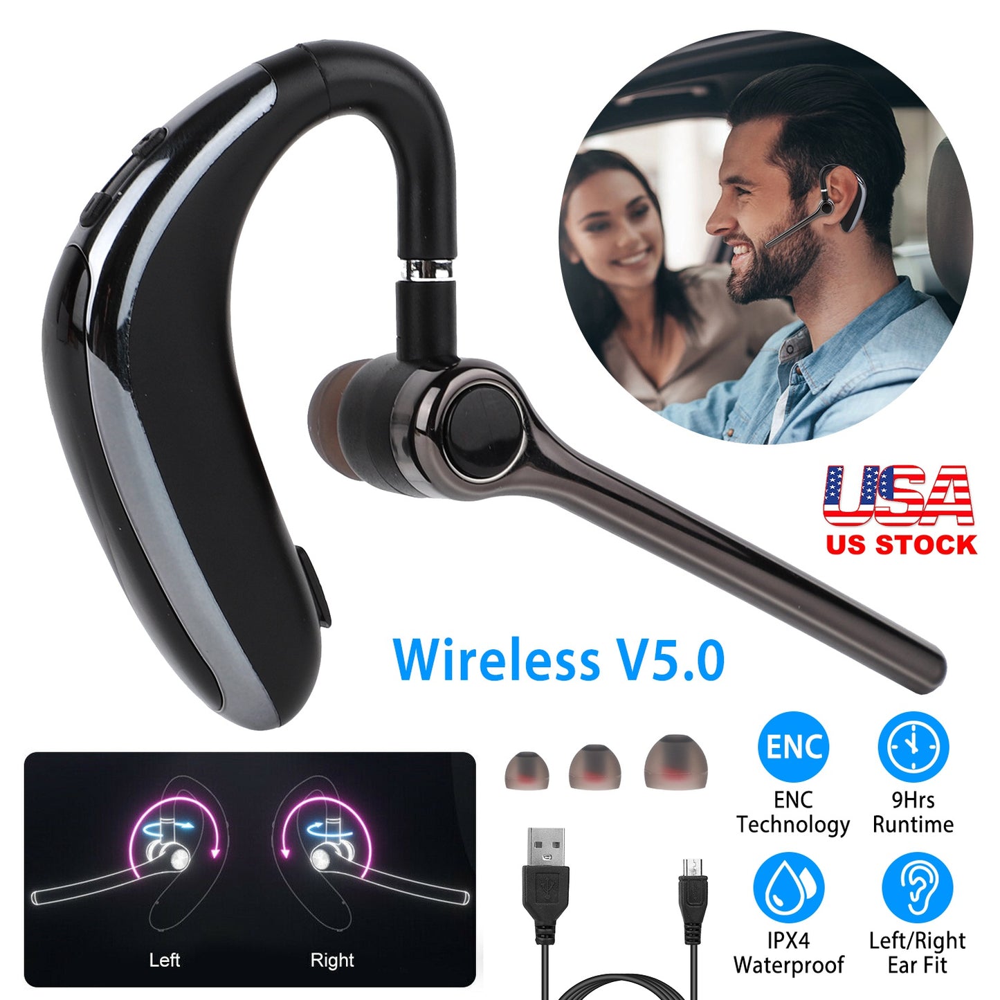 Wireless Earpiece V5.0 with ENC Noise Cancellation