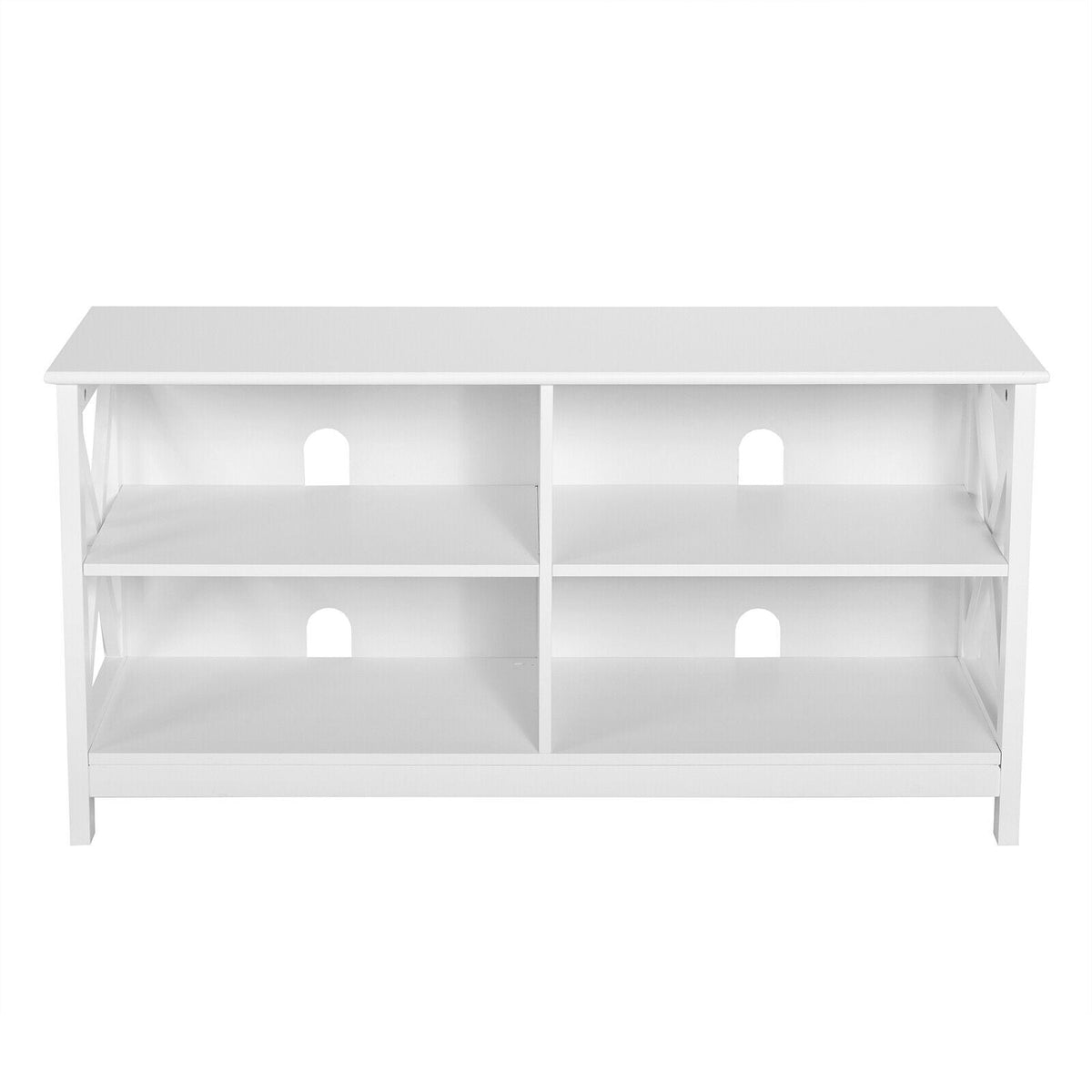 Wooden TV Stand Entertainment for TVs up to 55 Inch with X-Shaped Frame