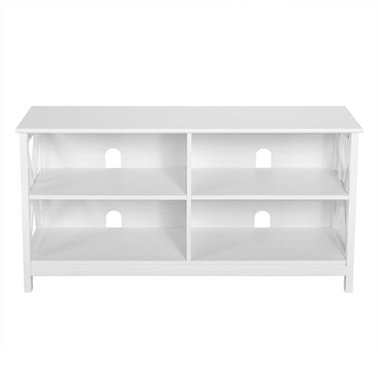 Wooden TV Stand Entertainment for TVs up to 55 Inch with X-Shaped Frame