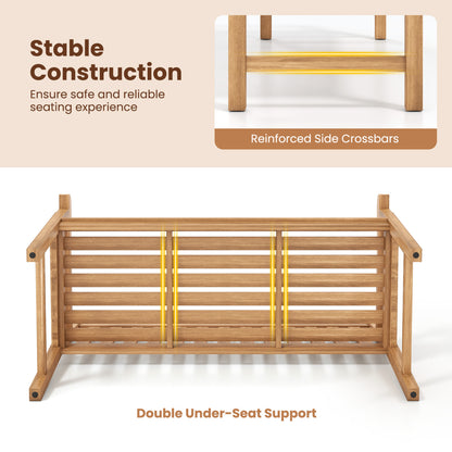 Teak Outdoor Bench 3-Seat with Armrests - 62 Inch