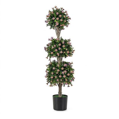 51" Artificial Topiary Tree with 3 Topiary Balls Sun-Resistant Fake Bushes