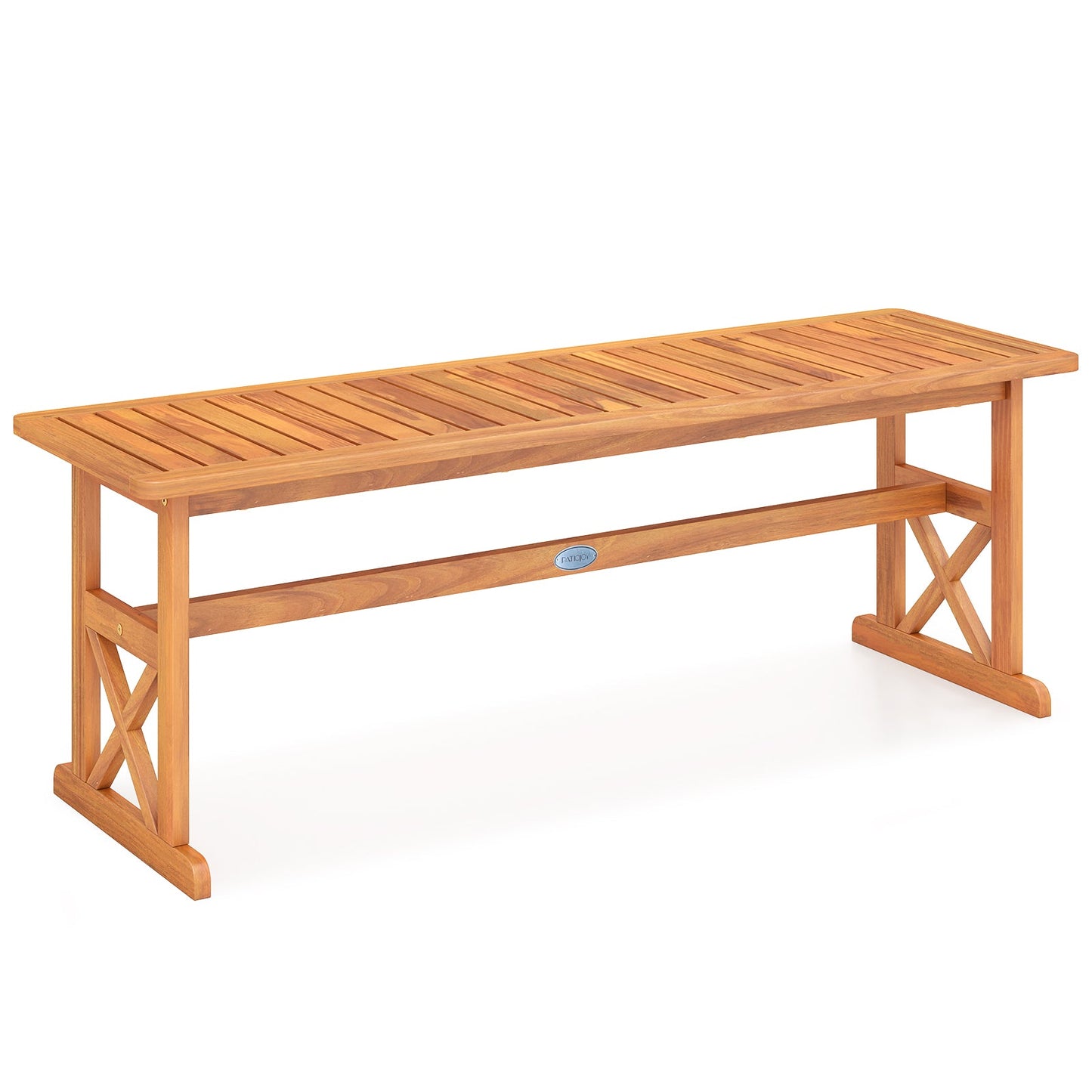 51 Inches Outdoor Acacia Wood Bench with Slatted Seat and 800 lbs Weight Capacity