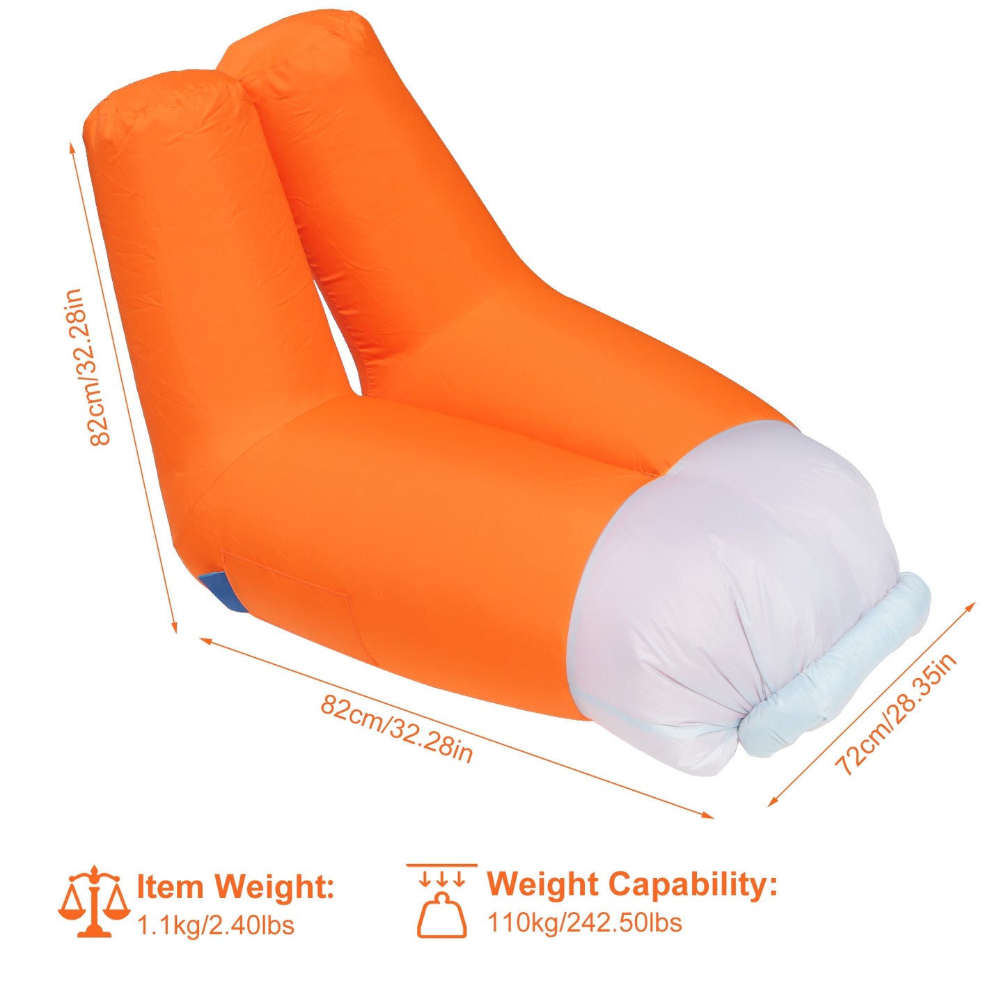 Inflatable Lounger Air Sofa with Portable Carry Bag