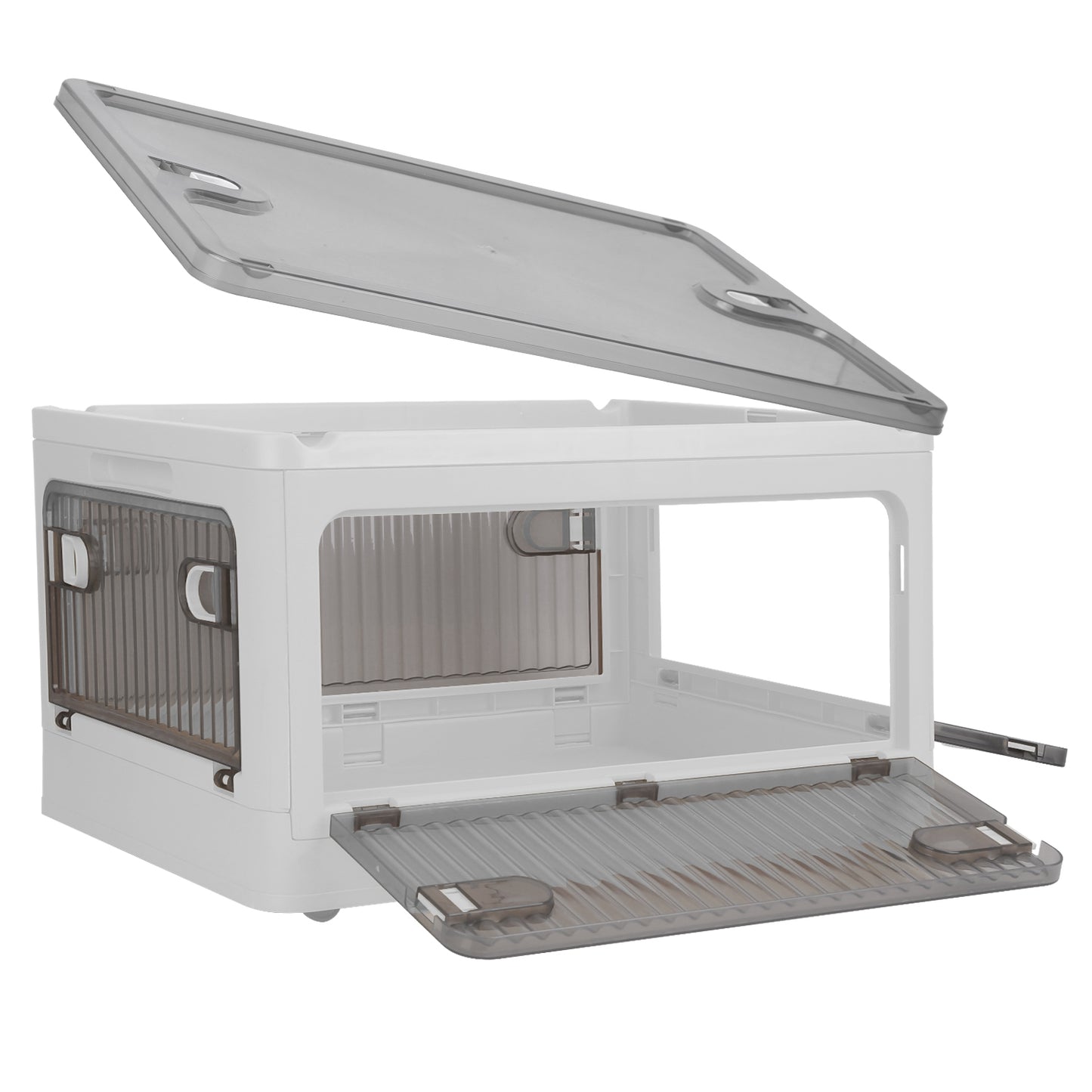 70QT Foldable Storage Bin with Lid and 4 Side Doors