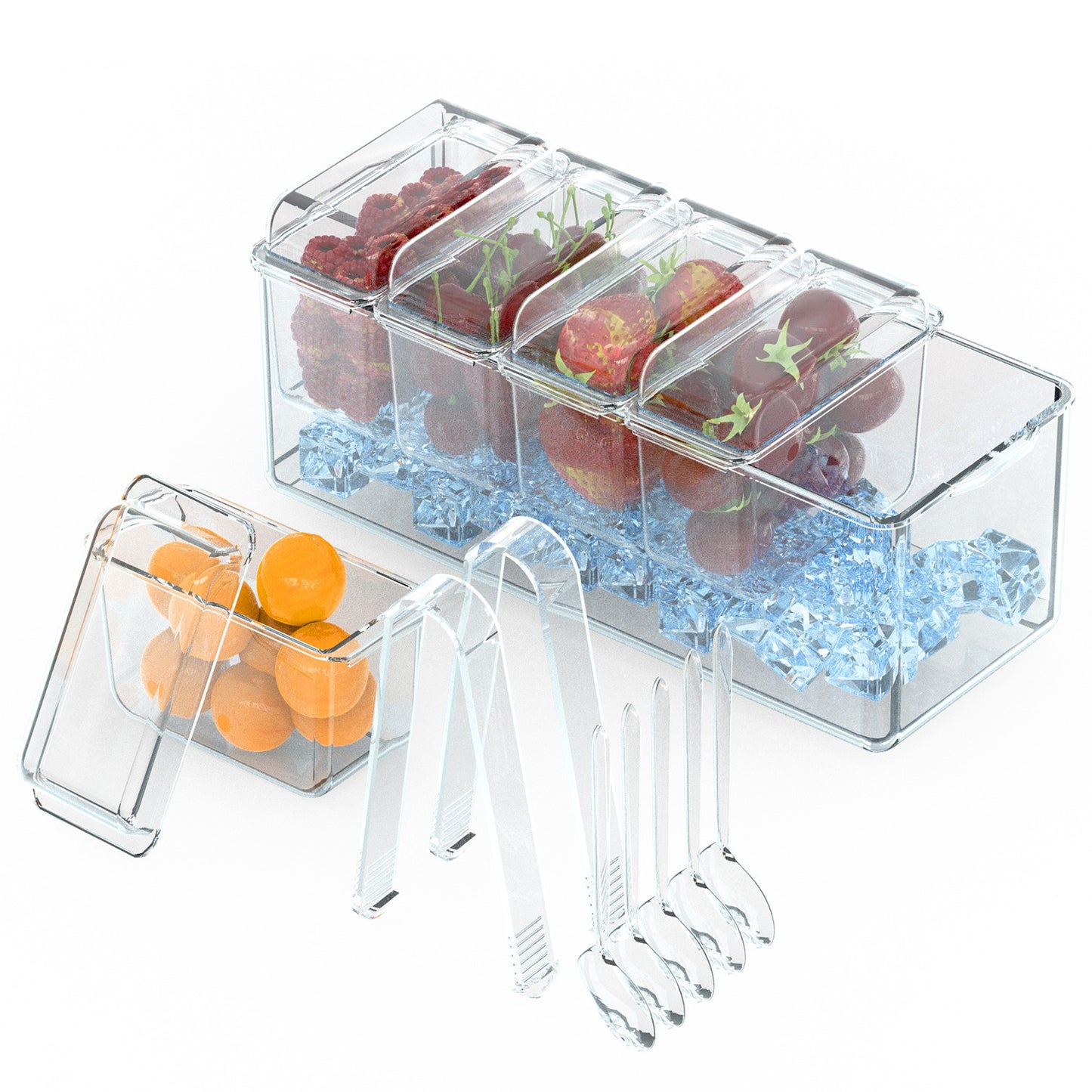 Ice Chilled Condiment Caddy with 5 Containers & Lids