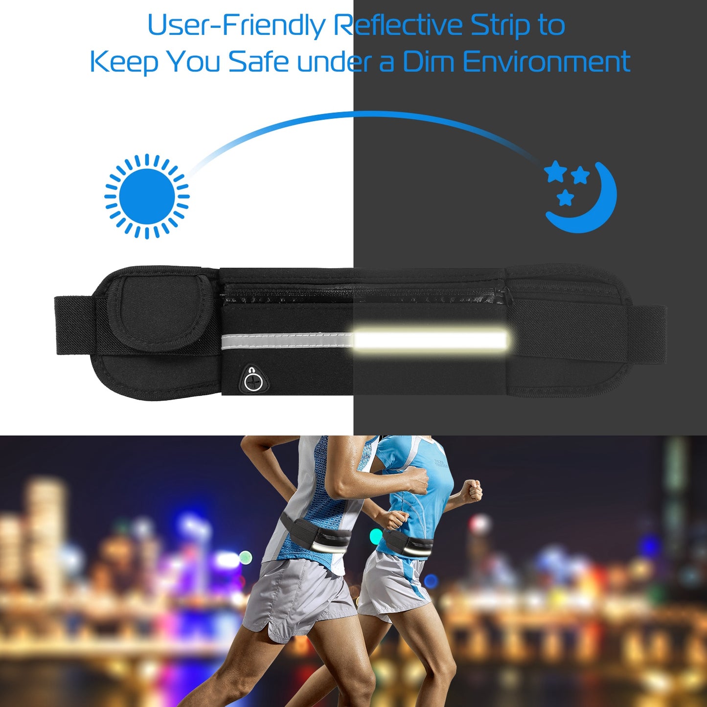 Running Belt Bag Waterproof Adjustable Waist Pack with Pockets