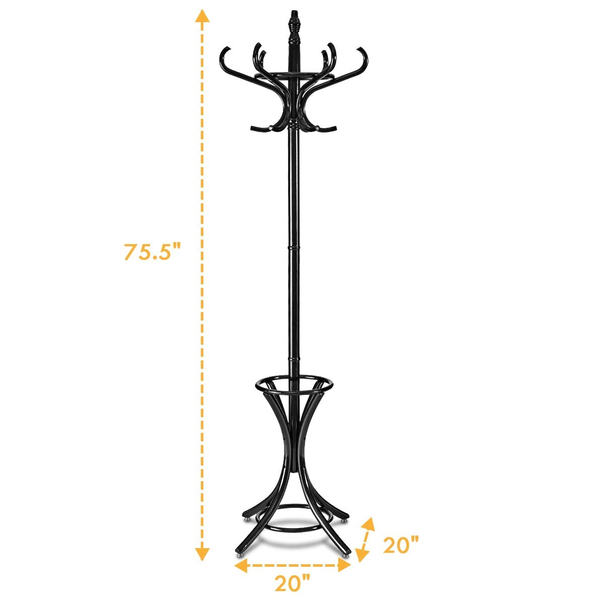 Wood Standing Hat Coat Rack with Umbrella Stand