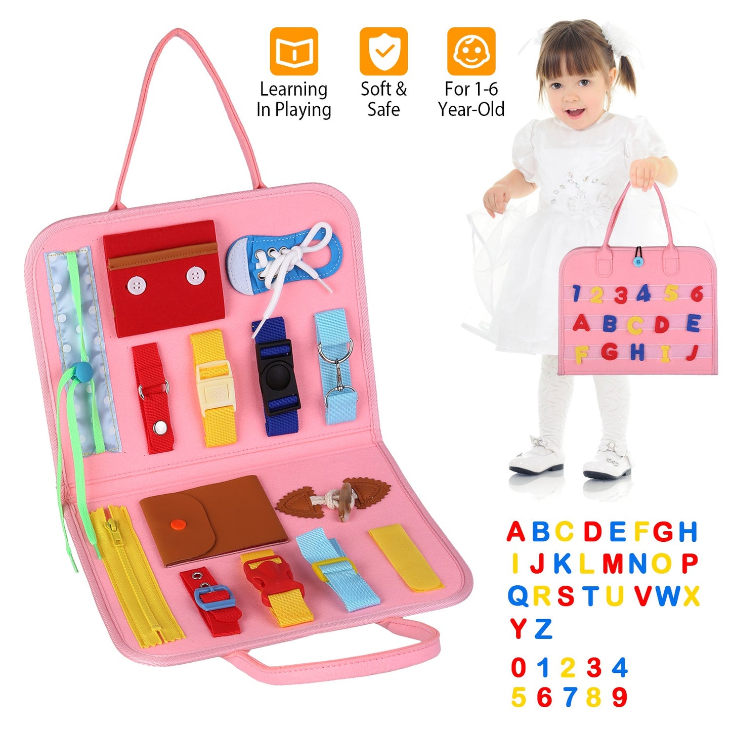 Busy Board Sensory Activity Toy for Toddlers Ages 1-6