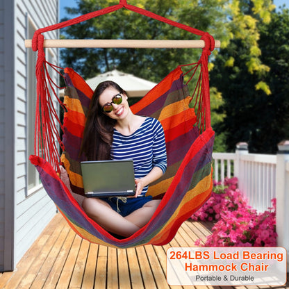 Hanging Hammock Chair with Pillows – 265 lbs Capacity
