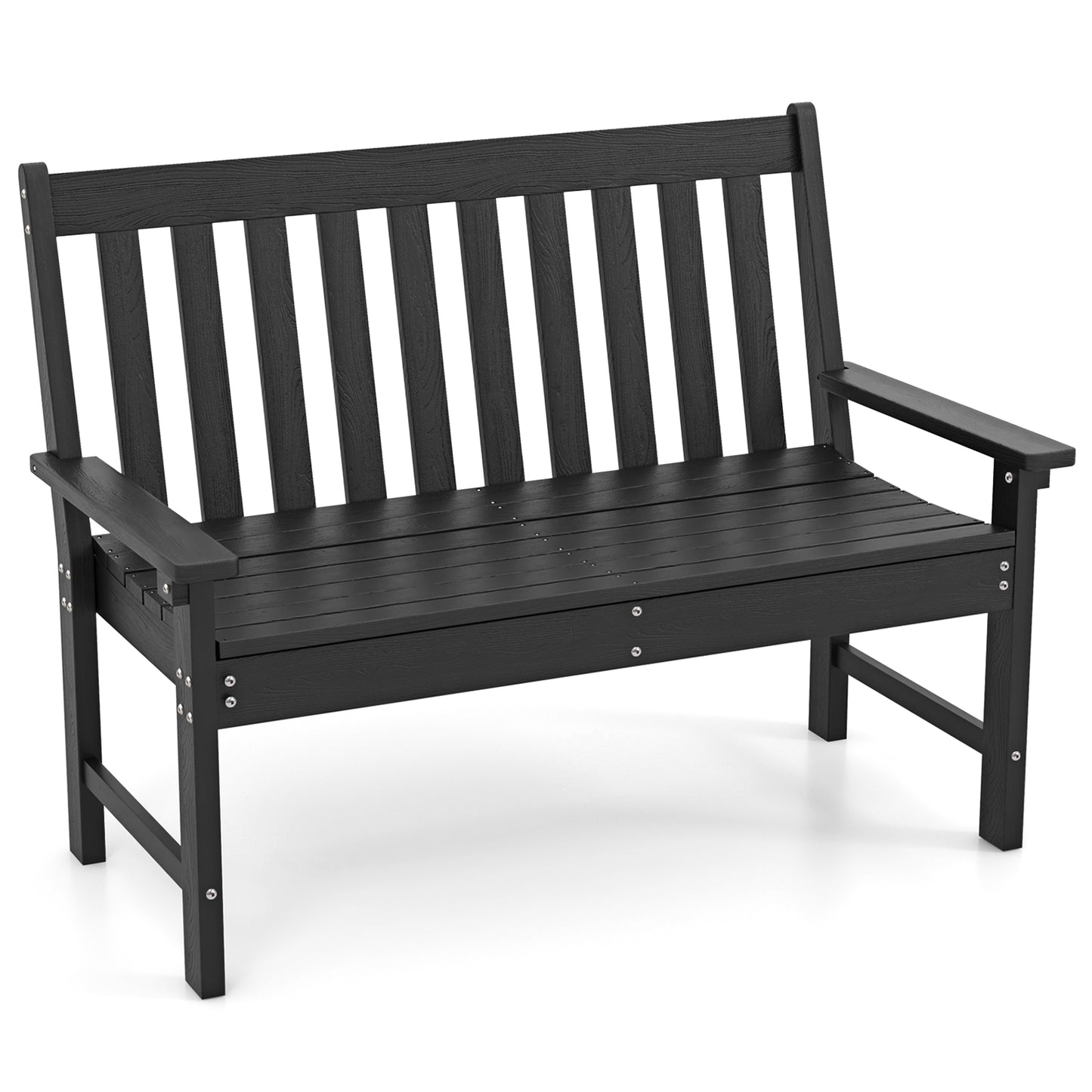 52-Inch Outdoor Bench with Backrest and Armrests