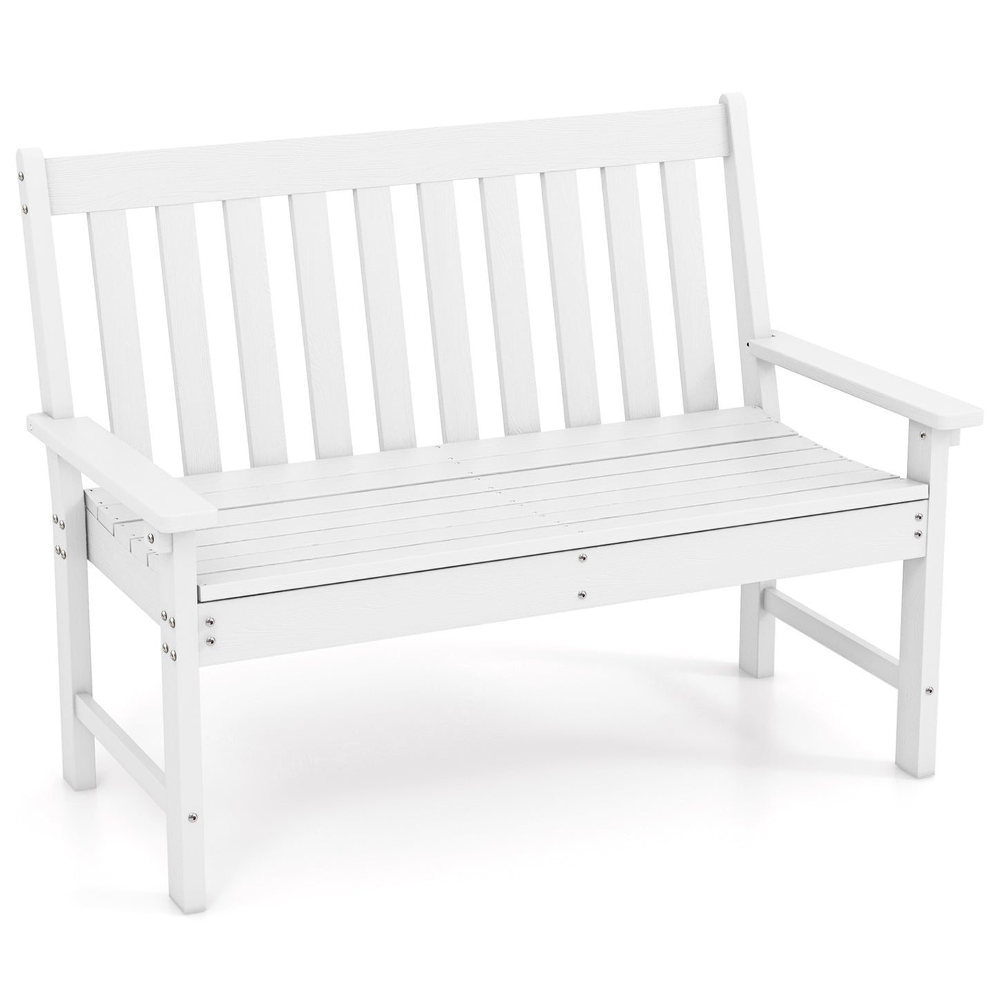 52-Inch Outdoor Bench with Backrest and Armrests
