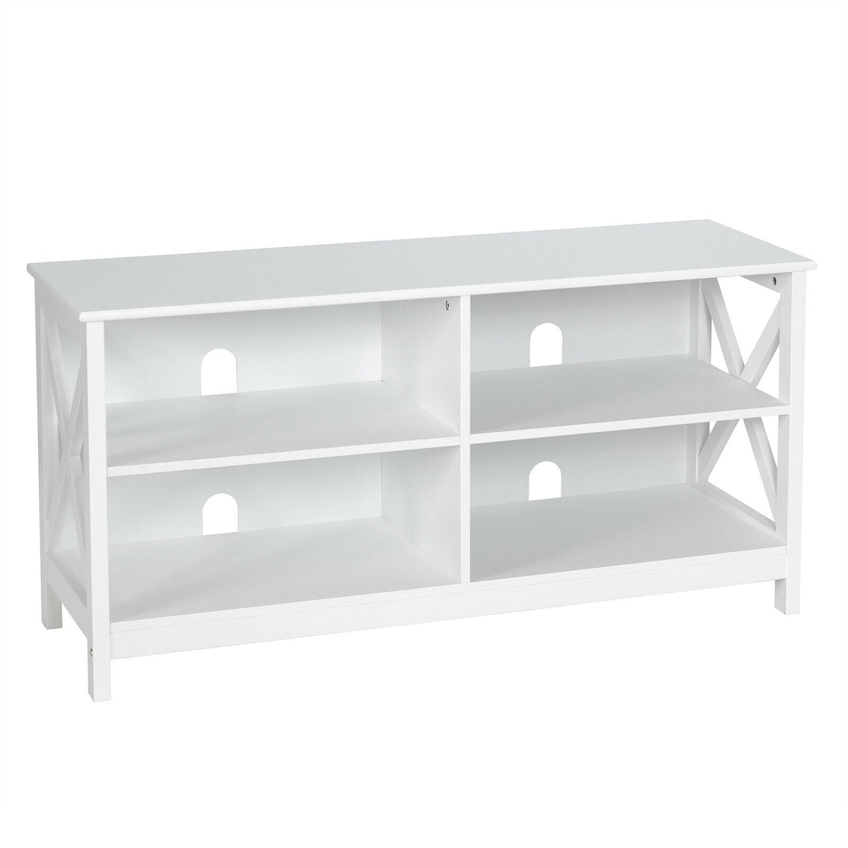Wooden TV Stand Entertainment for TVs up to 55 Inch with X-Shaped Frame