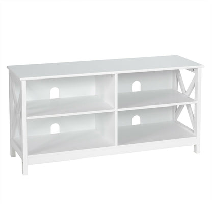 Wooden TV Stand Entertainment for TVs up to 55 Inch with X-Shaped Frame