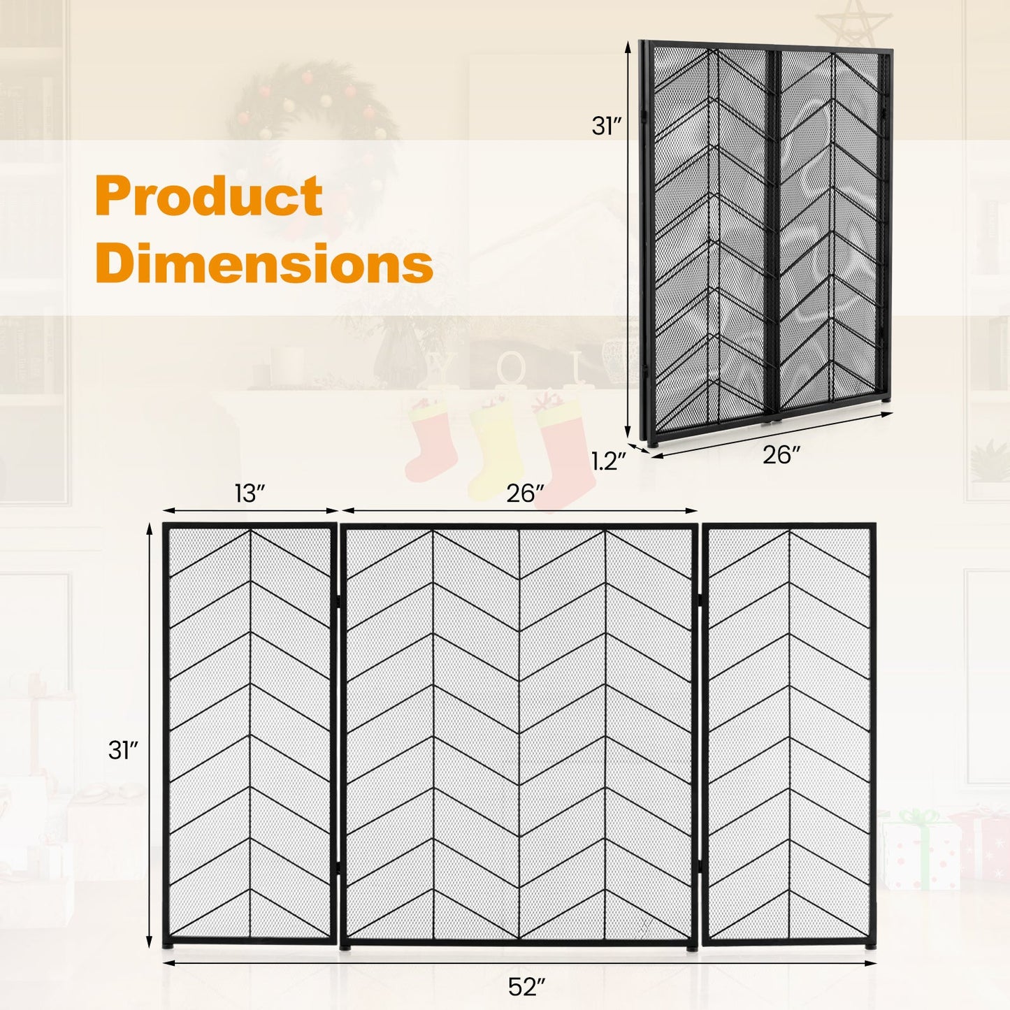 52 x 31 Inch Fireplace Screen