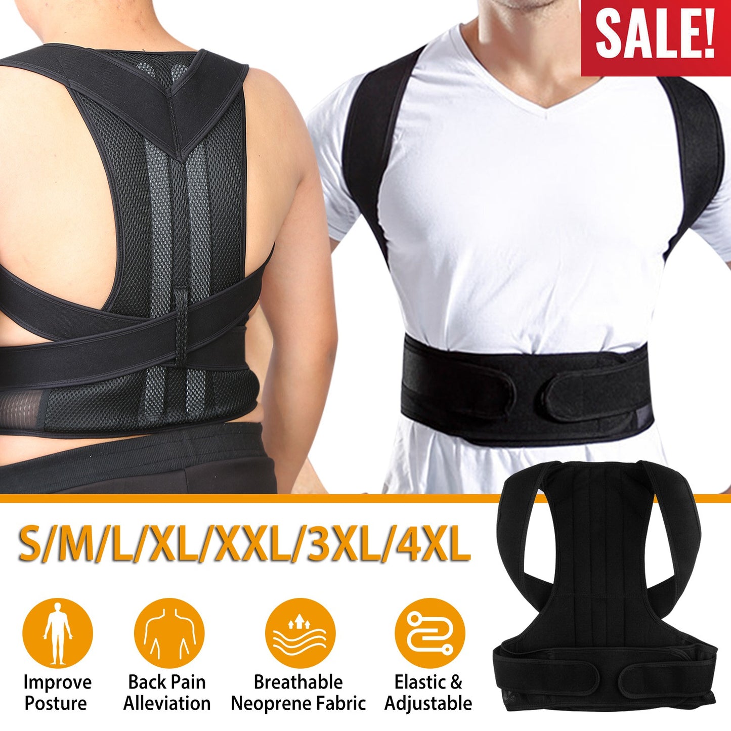 Back Posture Corrector with Lumbar Support Brace