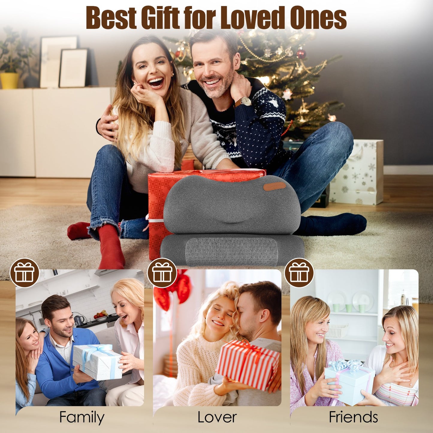 Heated Memory Foam Neck Pillow with 3-Level Heat Therapy