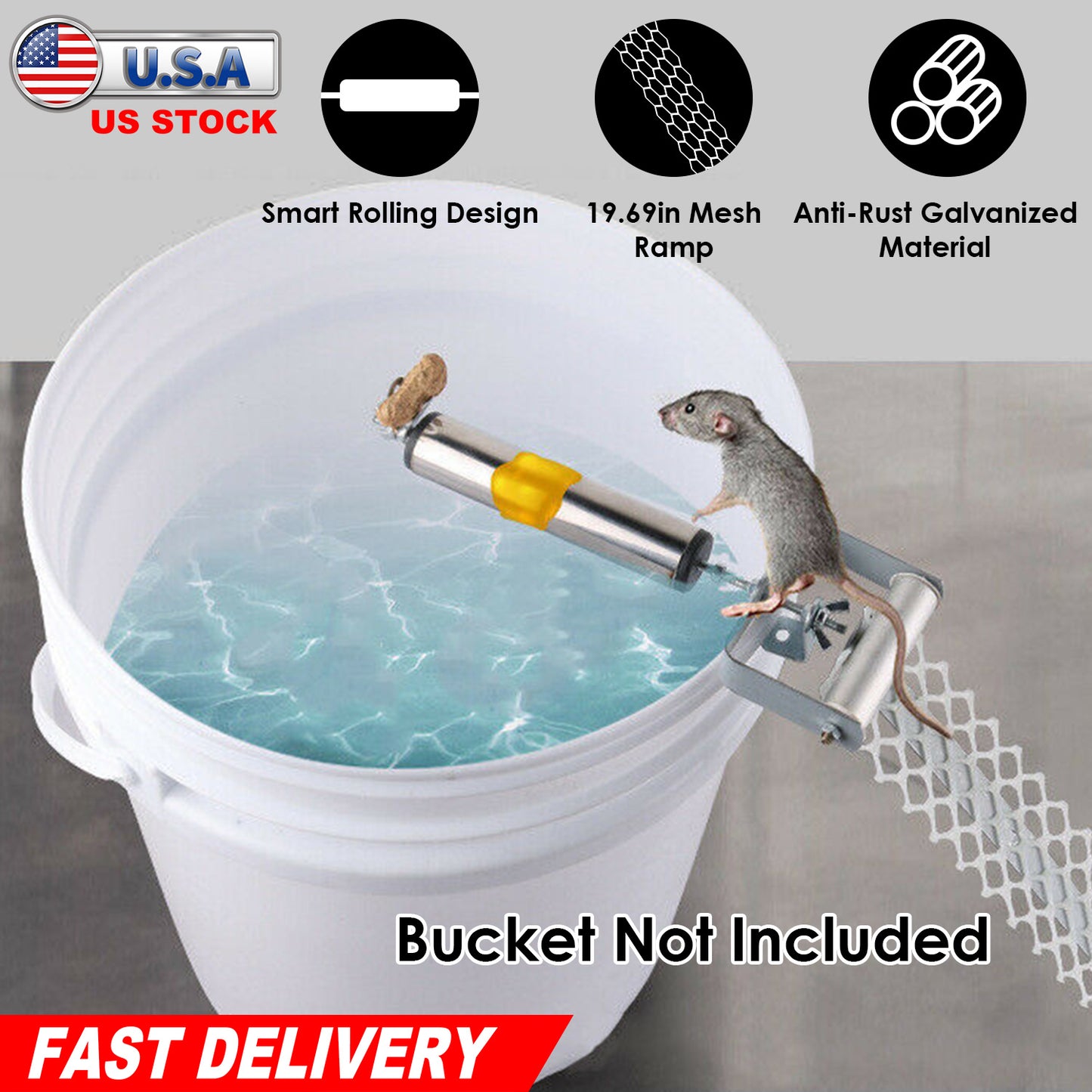 Rolling Mouse Trap with 19.69" Ramp for Multiple Rodents