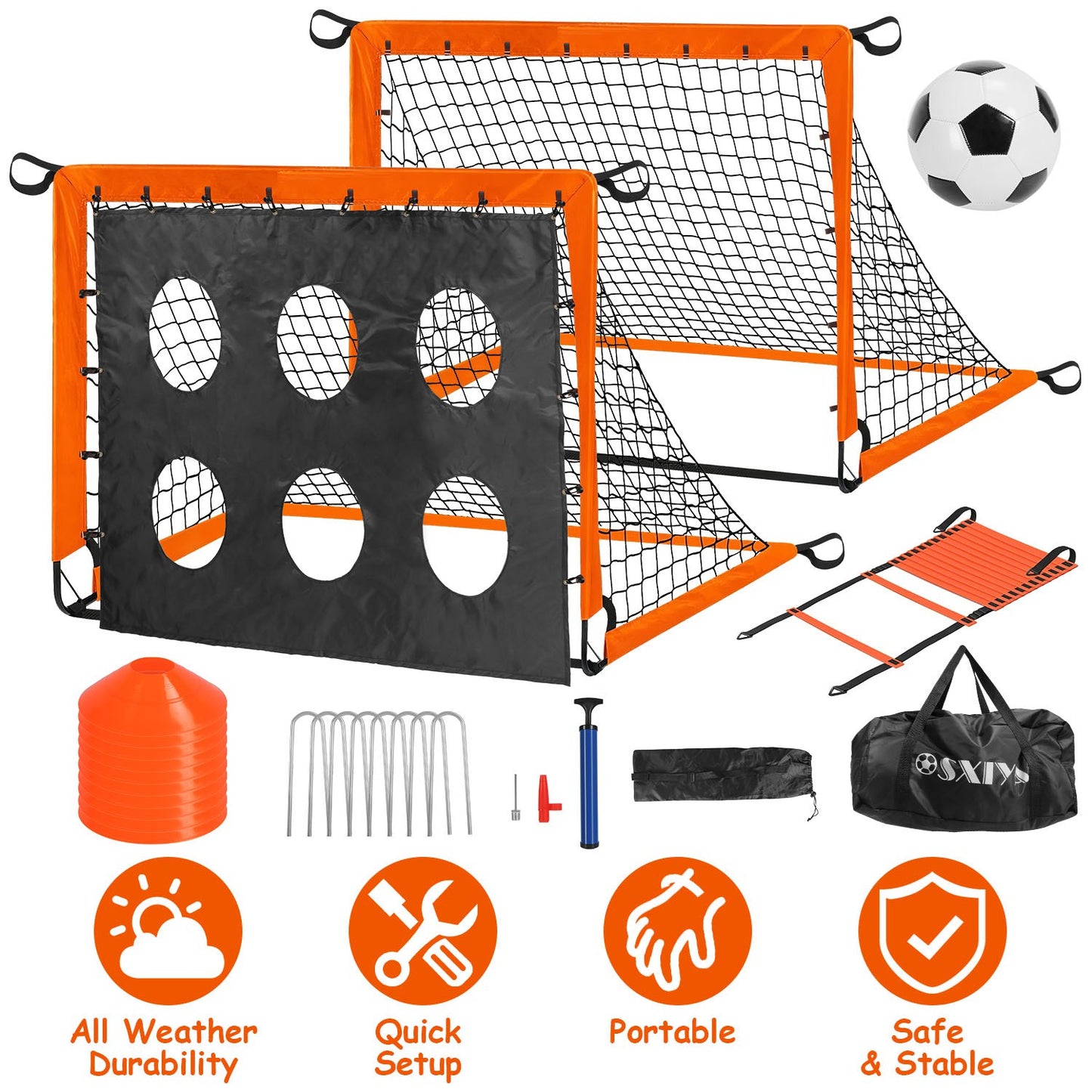 Kids Soccer Goals Set with Training Equipment for Ages 3+