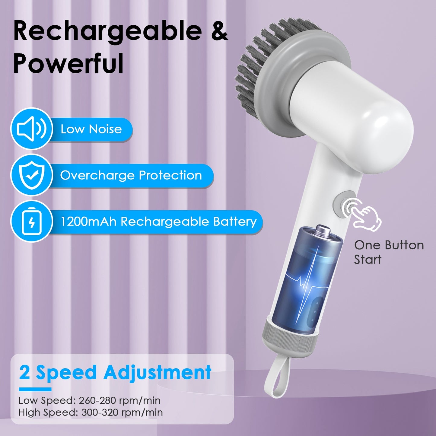 Electric Spin Scrubber with 4 Brush Heads & 2 Speeds