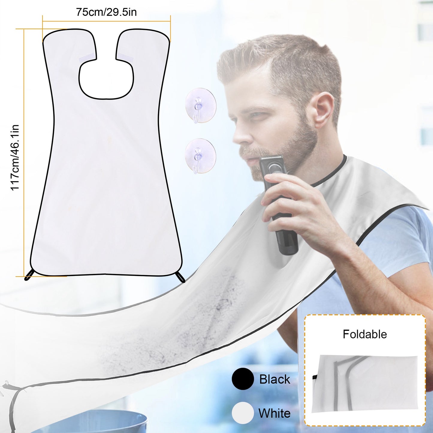 Beard Trimming Cape with Suction Cups