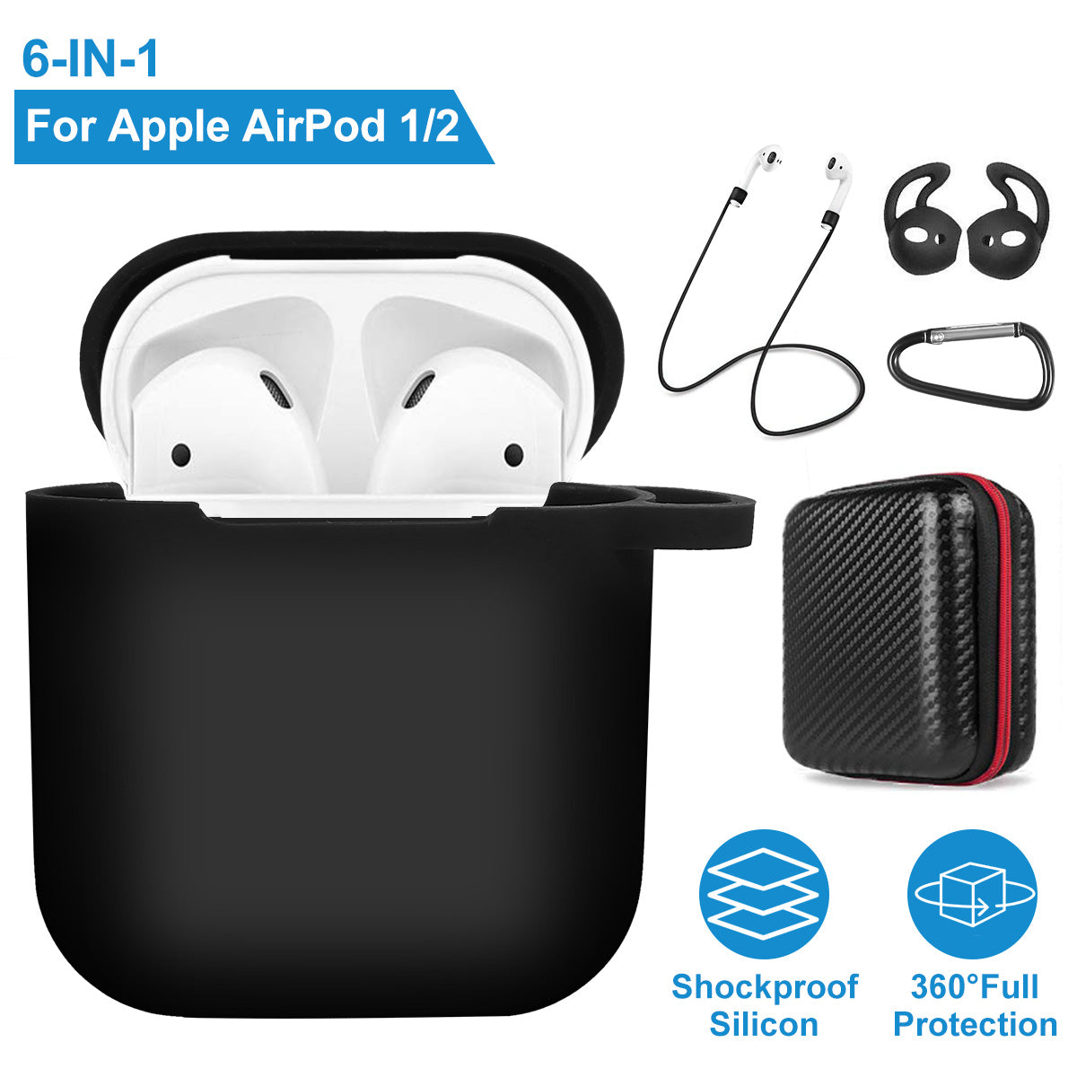 AirPods 1/2 Silicone Case with Accessories Kit