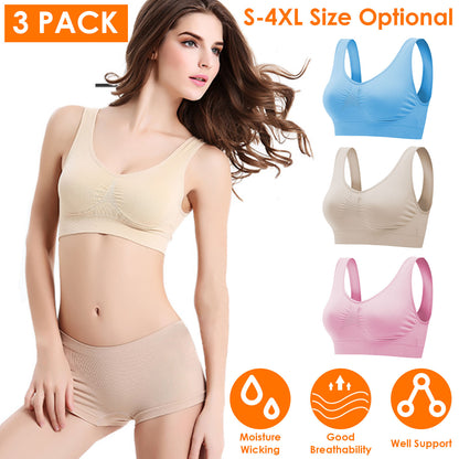 3 Pack Sport Bras For Women Seamless Wire-free Bra Light Support Tank Tops For Fitness Workout Sports Yoga Sleep Wearing