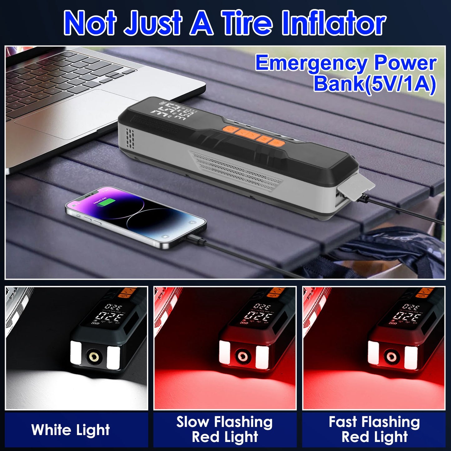 Portable Tire Inflator 150PSI Cordless Air Compressor