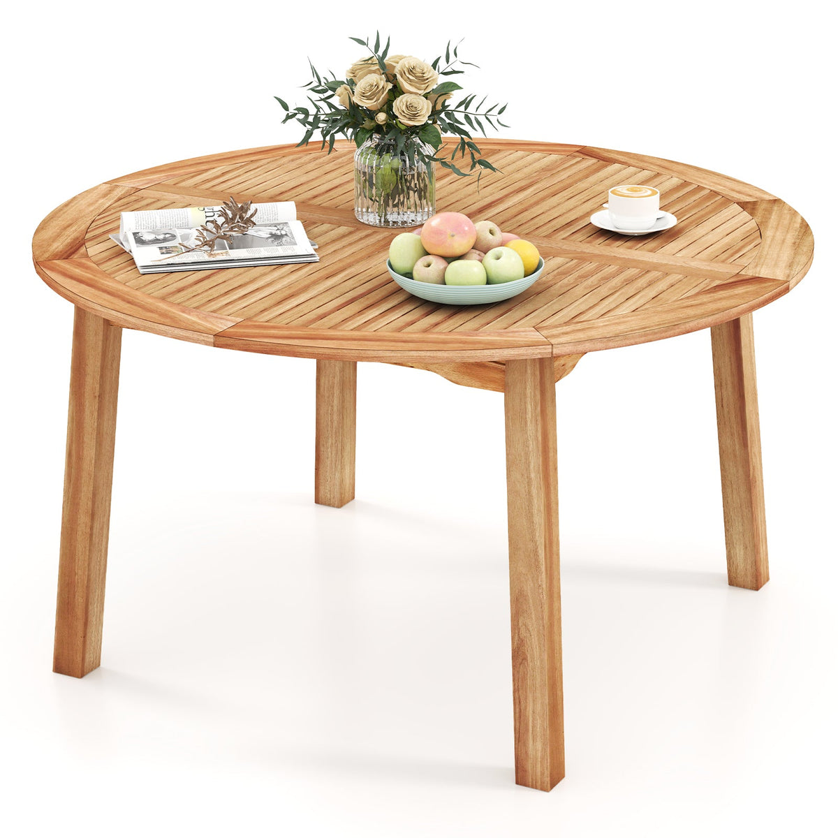 53 Inch Outdoor Acacia Wood Dining Table for 4-6 People