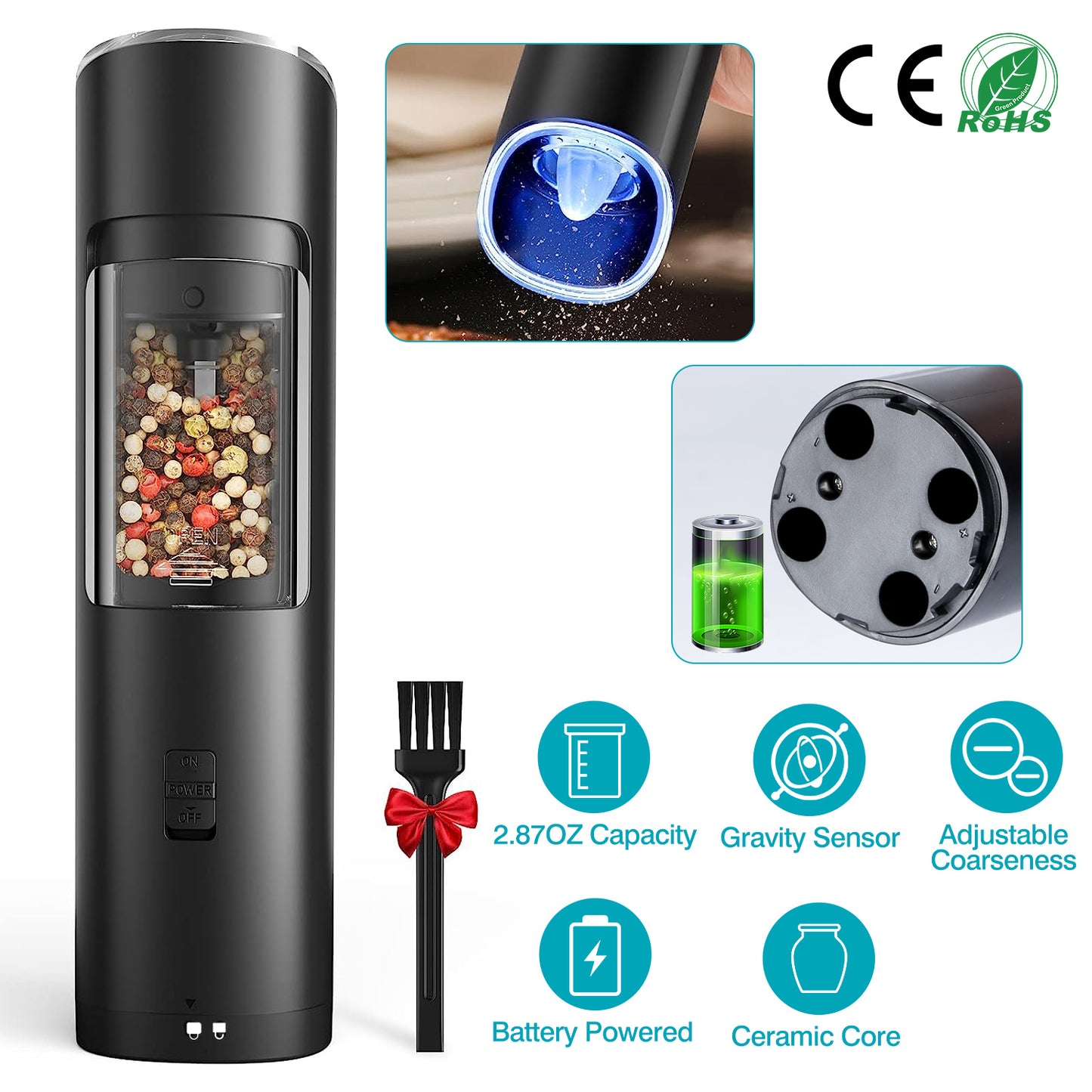 Electric Salt and Pepper Grinder with Gravity Sensor