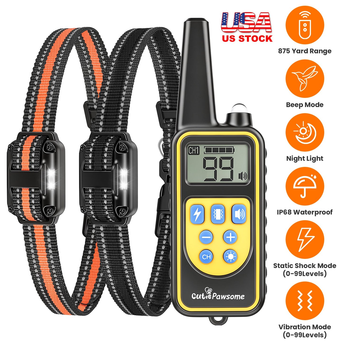 Dog Training Collar Receiver with Adjustable Belt IP67 Waterproof