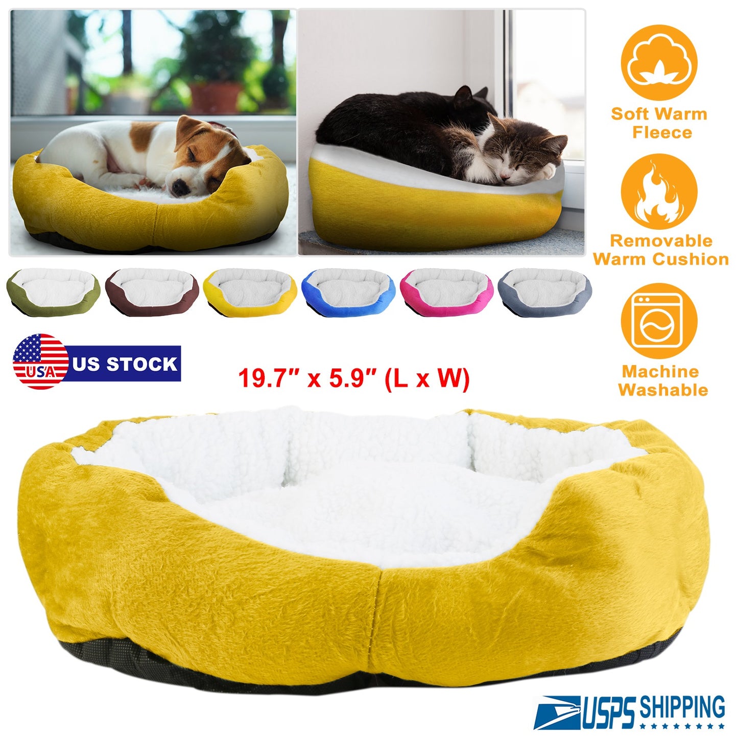 Soft Fleece Dog Bed with Reversible Cushion for Small Pets