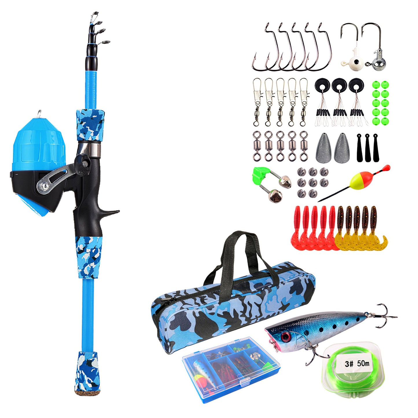 Kids Telescopic Fishing Rod and Reel Combo Starter Kit